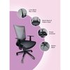 Tuhome Cox Office Chair, Nylon Base Black, Fixed Armrest, Black/Smoke SNG7538